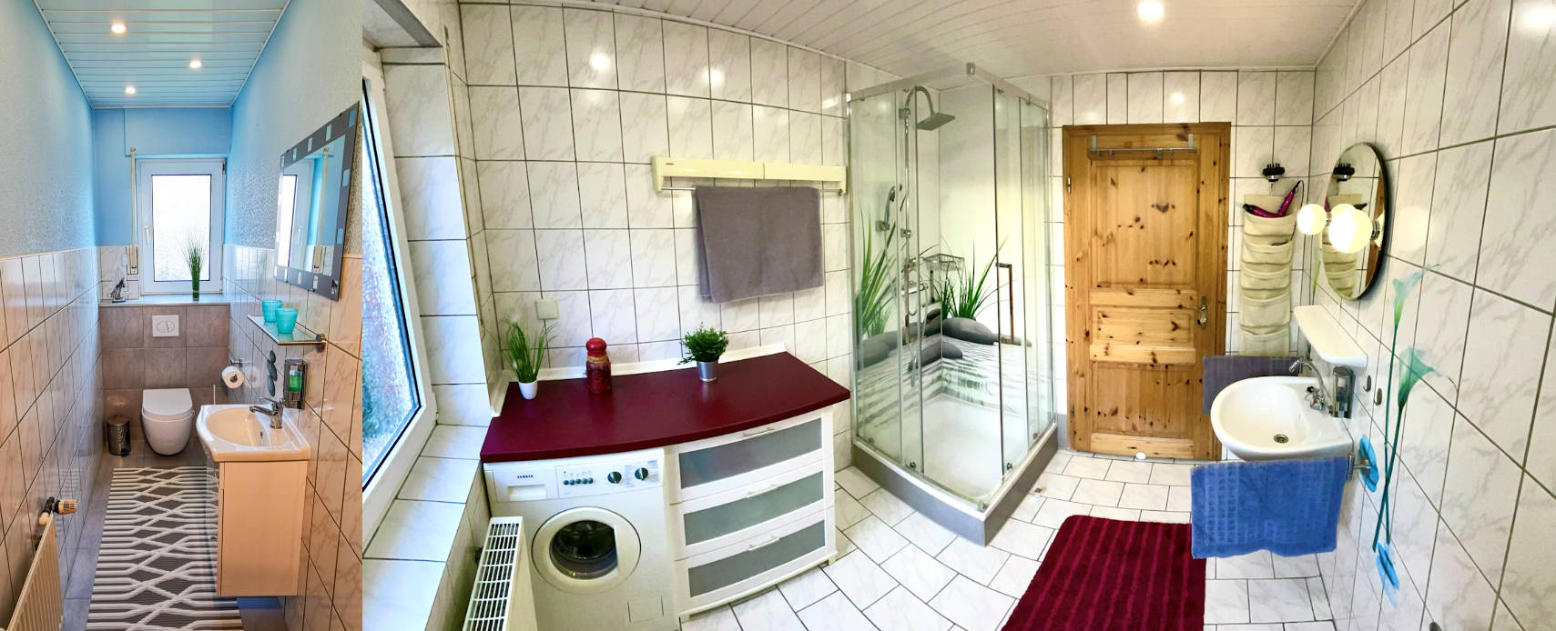Wohnzimmer mit Kochecke und Badezimmer